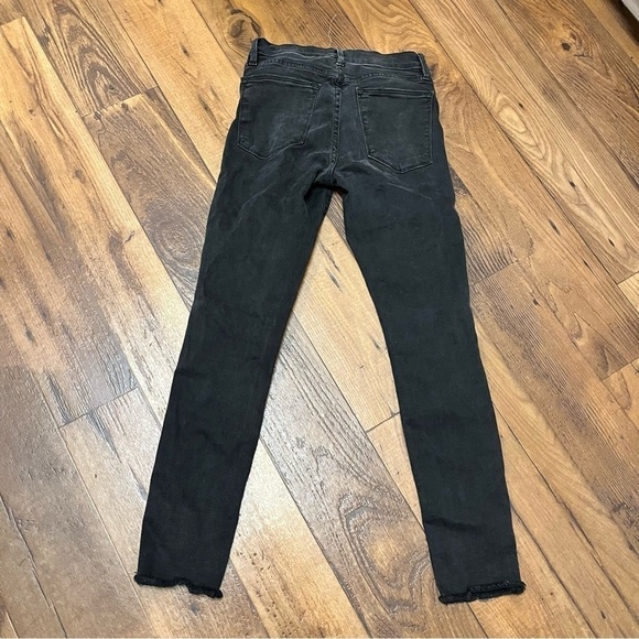 Frame Le High Raw Hem Ankle Skinny Jeans Black Wash Size 26 Q - Picture 8 of 9